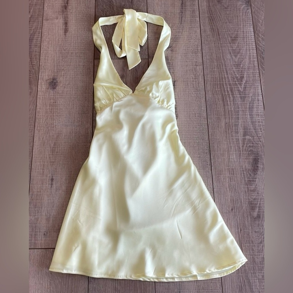 Elegant Yellow Satin Dress